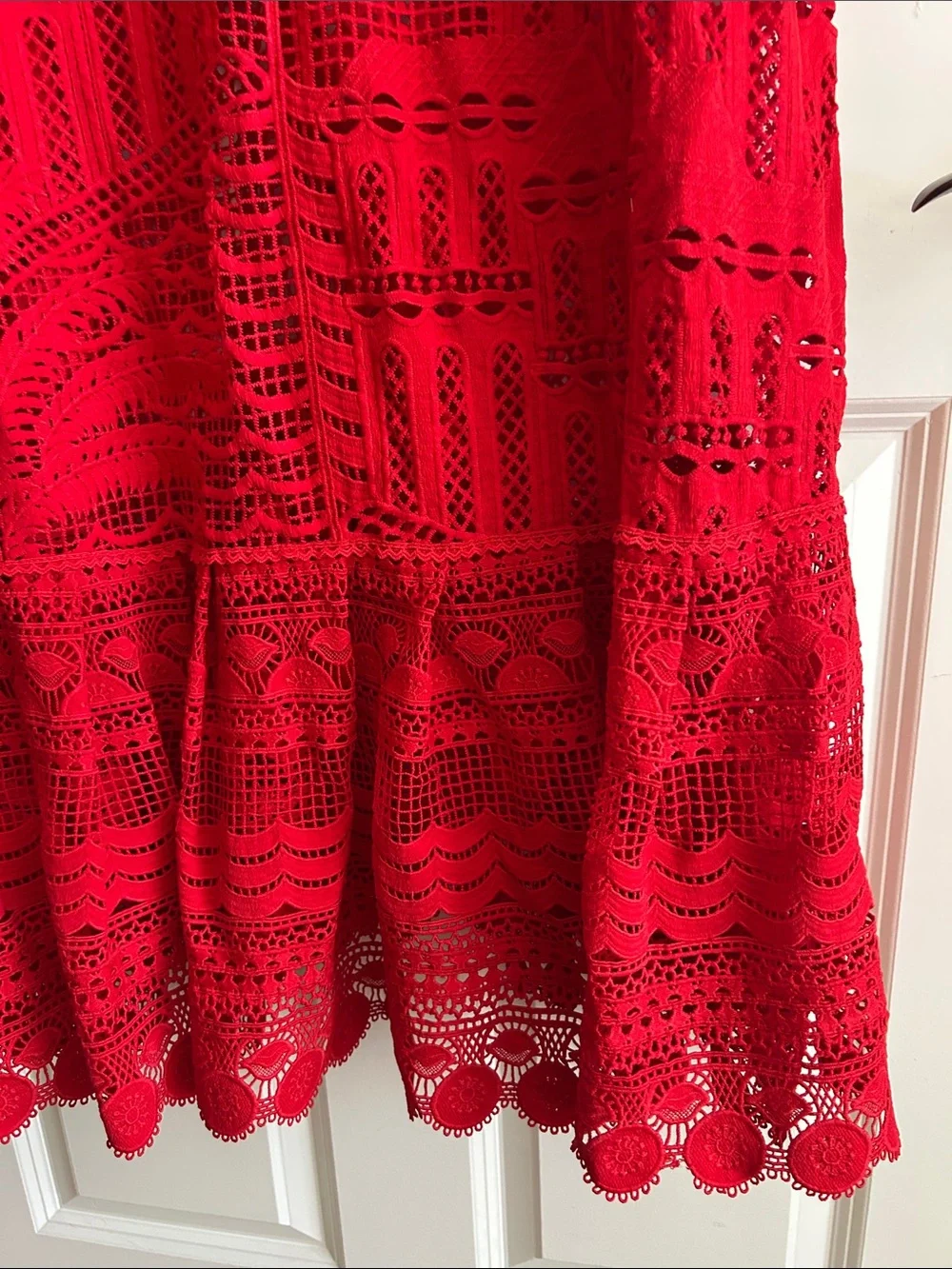 FARM Rio Red Crochet Maxi Dress Red Morada Boa Guipure Maxi Dress - Picture 11 of 12